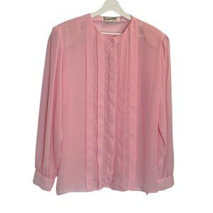 Diane Von Furstenberg Vintage Blouse Pink Pintuck Size 16 Polyester Top